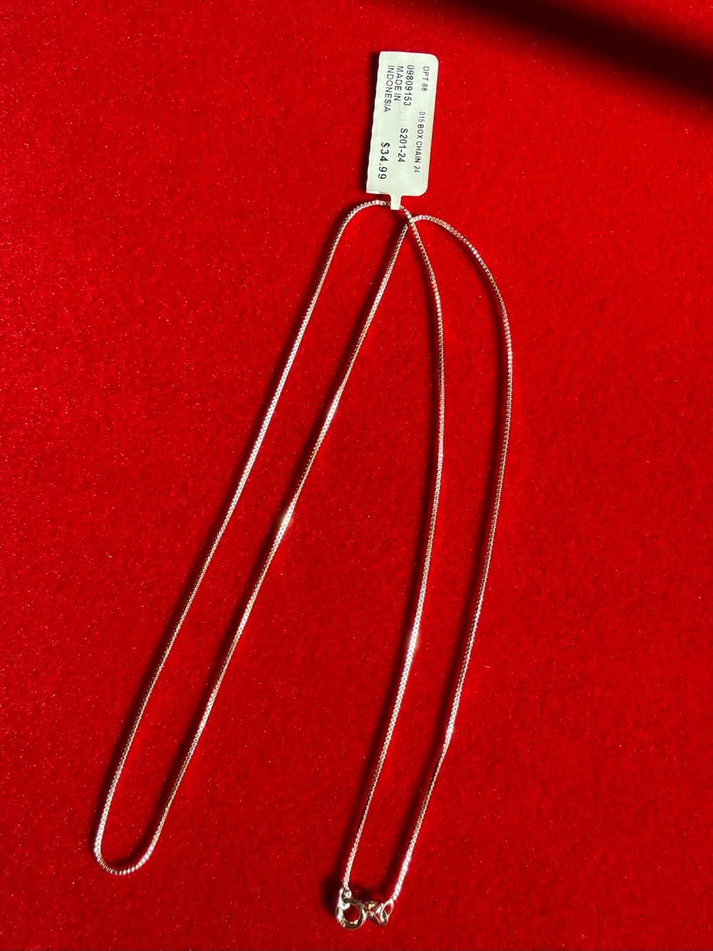 NEW 925 Sterling Silver Box chain 24” long 1mm thick NWT